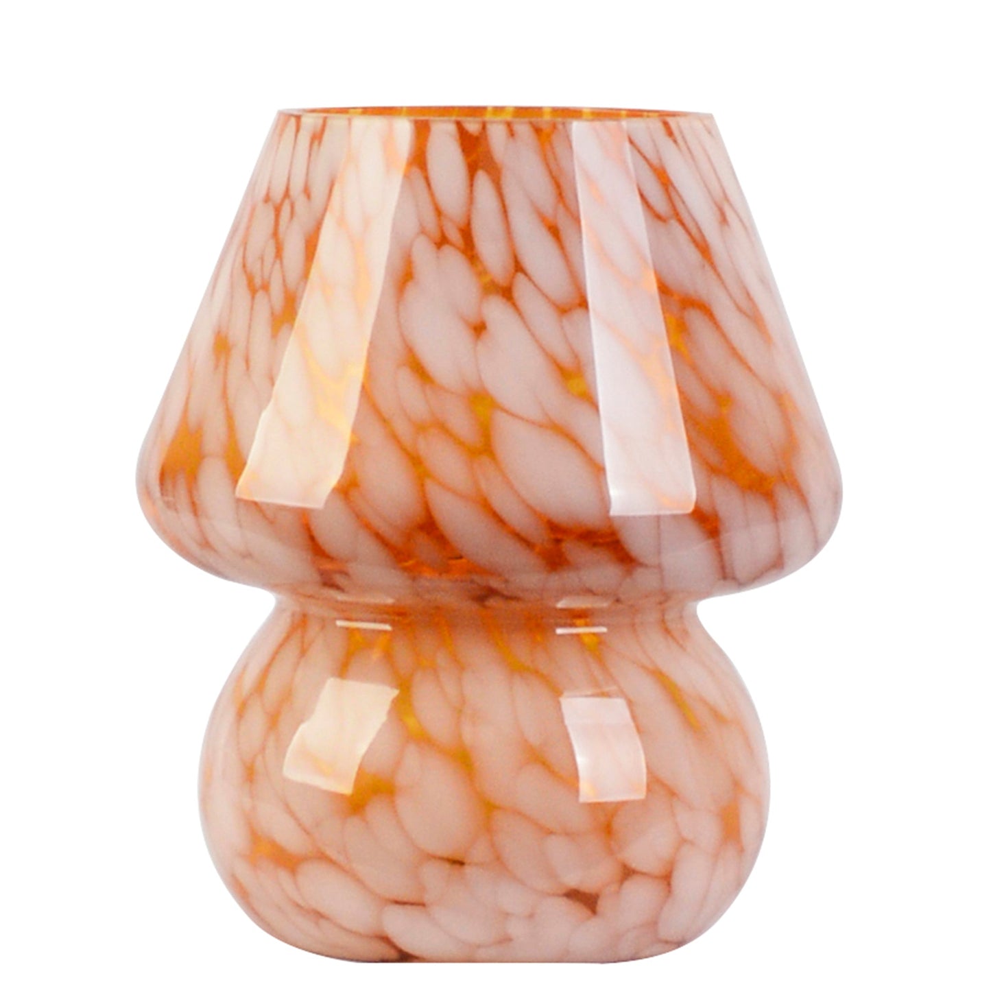 Versatile Amber Glass Mushroom Table Lamp with Effortless Dimming Control