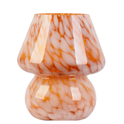 Versatile Amber Glass Mushroom Table Lamp with Effortless Dimming Control