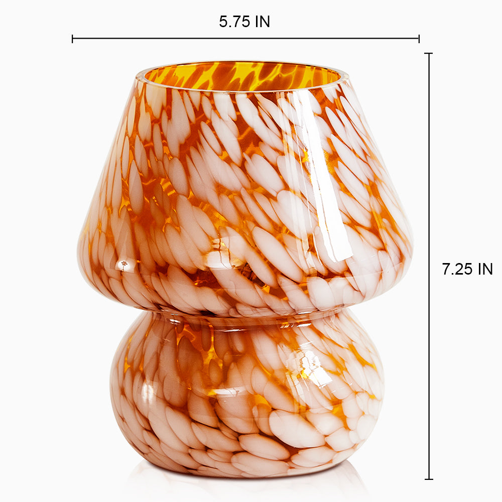 Versatile Amber Glass Mushroom Table Lamp with Effortless Dimming Control