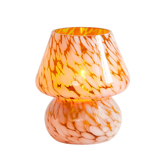 Versatile Amber Glass Mushroom Table Lamp with Effortless Dimming Control