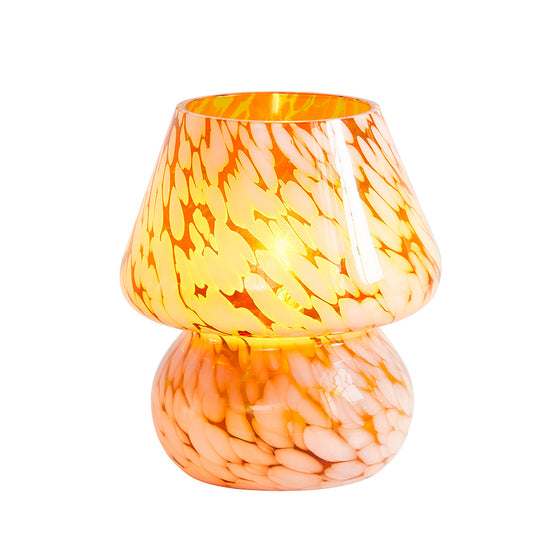 Versatile Amber Glass Mushroom Table Lamp with Effortless Dimming Control