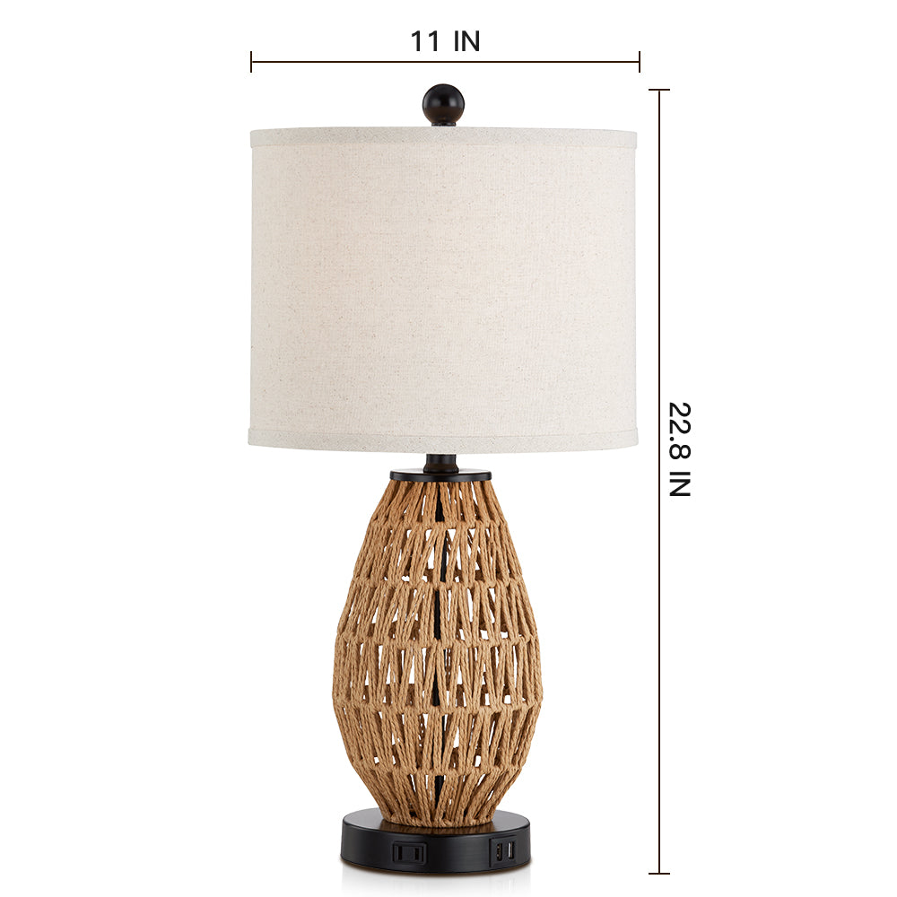 Touch Control Table Lamps with USB Ports and LED Bulb