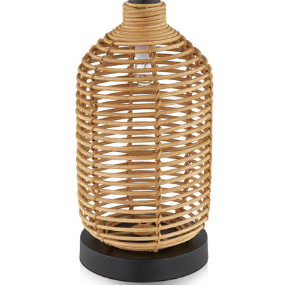 Cinkeda Table Lamp Nightlight 2in1 Brown Rattan 4-Way Switch(Set of 2)