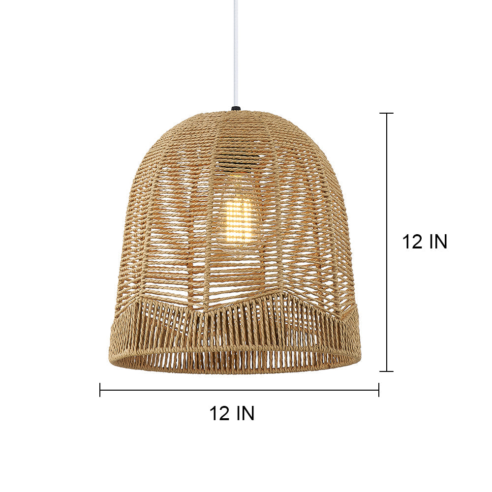Cinkeda Pendant Light Brown Rattan with Dimming Switch