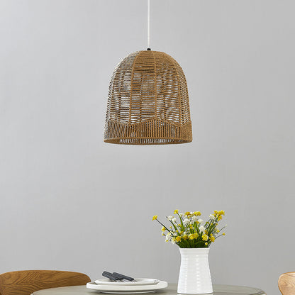 Cinkeda Pendant Light Brown Rattan with Dimming Switch