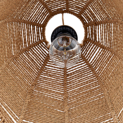 Cinkeda Pendant Light Brown Rattan with Dimming Switch
