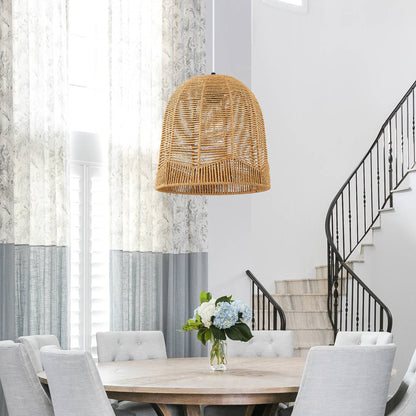 Cinkeda Pendant Light Brown Rattan with Dimming Switch