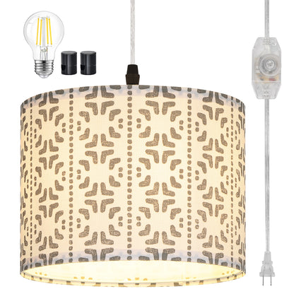 Cinkeda Pendant Light Pattern Shade Rotary Stepless Dimming