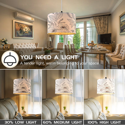 Cinkeda Pendant Light Grey Floral Shade Rotary Switch Stepless Dimming