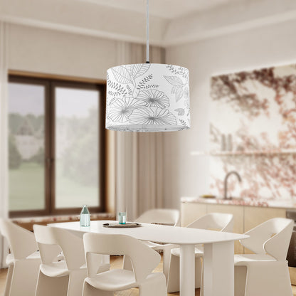 Cinkeda Pendant Light Grey Floral Shade Rotary Switch Stepless Dimming