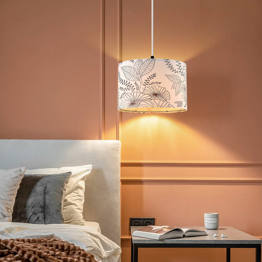 Cinkeda Pendant Light Grey Floral Shade Rotary Switch Stepless Dimming